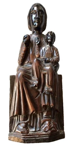 ANTICA STATUA STATUA RELIQUIA MADONNA NERA DEL MONTE CORNADORE INTAGLIO LEGNO - Foto 1 di 12