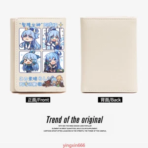 Aqua Konosuba Anime Black/White PU Leather Purse Short Wallet Gift - Picture 1 of 12