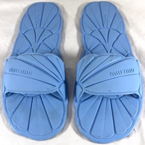 MIU MIU Blue Rubber Women Slippers Sandals Made in Italy Marked as 41 - 11US