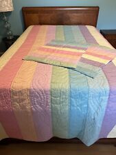 Vtg Pastel Stripes Bedspread quilt 90’s golden girls Style The Company Store