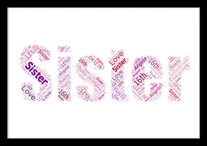 SCHWESTER NAME GEBURTSTAG PERSONALISIERT ALTER GESCHENK WORT KUNSTDRUCK BILD A4 A5 RAHMEN - Bild 1 von 3