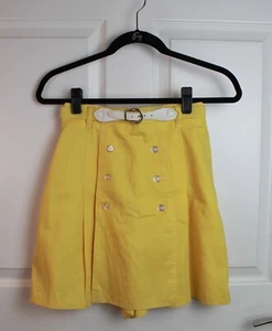 NWOT VTG 60s Gator of Florida Lemon Yellow Belted A-Line Skort Made in USA 0-XS - Picture 1 of 7