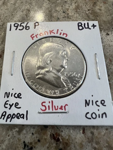 1956-P Franklin Half Dollar Brilliant Uncirculated- BU+ 🌟Nice Eye Appeal🌟 Cover
