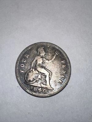 Great Britain 1840 Four Pence 4D Groat Victoria Silver Coin - Image 1 of 4
