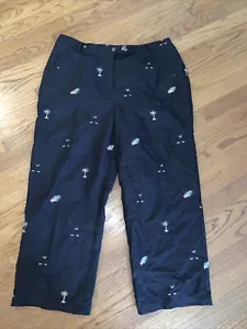 SAG HARBOR Stretch Waist Palm Tree Golf Black Trouser Dress Pants Sz 16 ❤️tb5m18 - Picture 1 of 8