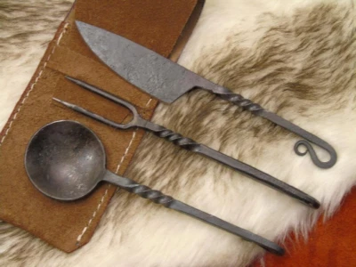 MAQSON Mittelalter Besteck Set,handgeschmiedet Mittelalter Stahl messer 4268