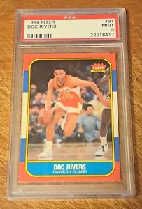 1986 FLEER BASKETBALL Doc Rivers #91 / PSA 9 MINT ROOKIE RC / HOT Jordan YR NBA