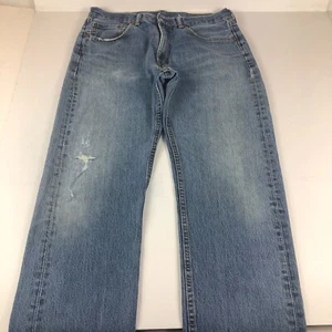 Levi's Jeans Mens 35 x 32* 505 Regular Fit Straight Distressed Blue Denim Cotton - Picture 1 of 21