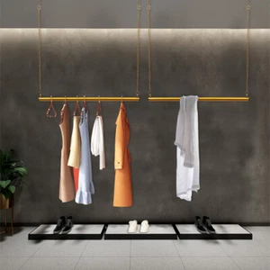 Boutique Ceiling Display Rack Shelf For Clothes Hanging Display Rack 2pcs Gold - Picture 1 of 13