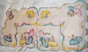 Vintage lot of 2 dancer Ballerina handkerchiefs hankies - Picture 1 of 12