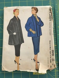 Vintage McCalls Coat Sewing Pattern "Topper" 2 Lengths UNCUT Sz 16 dated 1954 - Picture 1 of 2