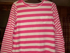 WONDER NATION GIRLS PINK STRIPE HEART POCKET SHIRT SIZE XL 14-16 LONG SLEEVE NEW - Picture 1 of 1