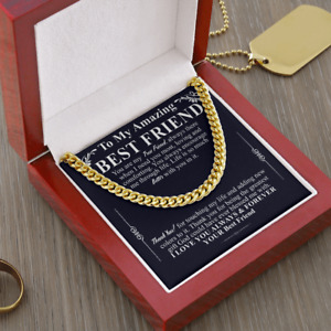 To My Best Friend Cuban Chain Necklace, Birthday Gift for Guy Friend Birthday
