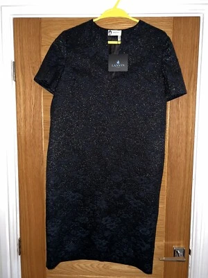 Lanvin Women’s Black Navy Floral Cocktail Dress FR 38 UK 10 BNWT RRP £1360 - Image 1 of 4