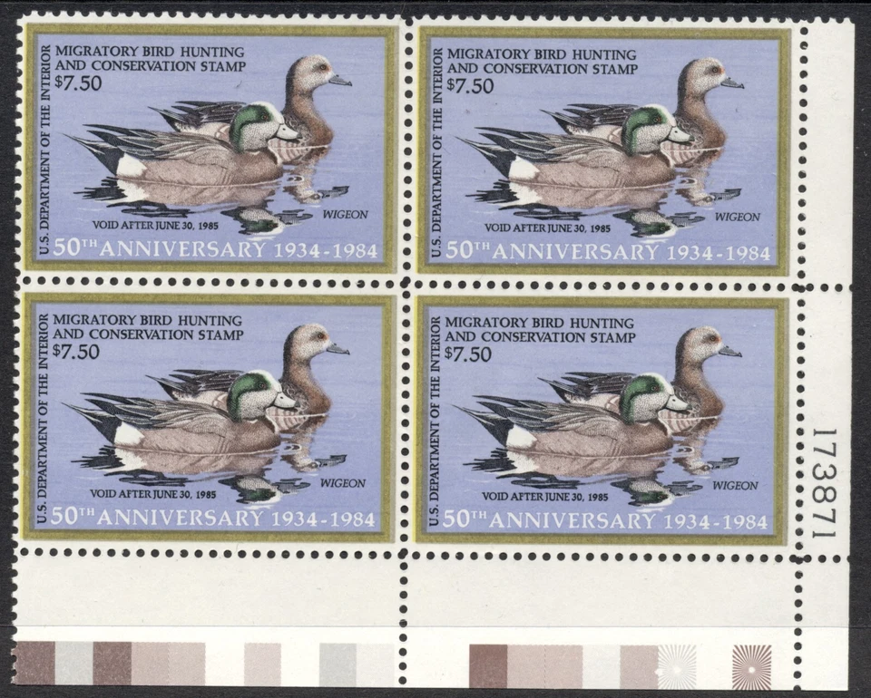 US 1984 Migratory Bird Hunting and Conservation Stamp, RW51, Pl#block 4, MNH XF - Image 1 of 1
