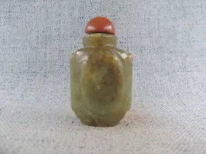 Antike chinesische handgeschnitzte Natur Hetian Jade Schnupftabakflasche - Bild 1 von 9