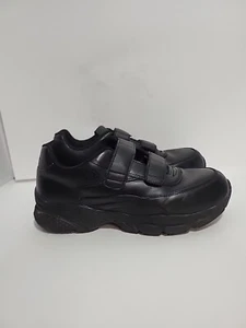 APEX BLACK LEATHER 2 STRAP DIABETIC CASUAL MENS 10 X-WIDE SHOES - Picture 1 of 6