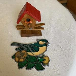 Cute Handmade Bird House Recipe Holder  and Bird Suncatcher - Picture 1 of 4
