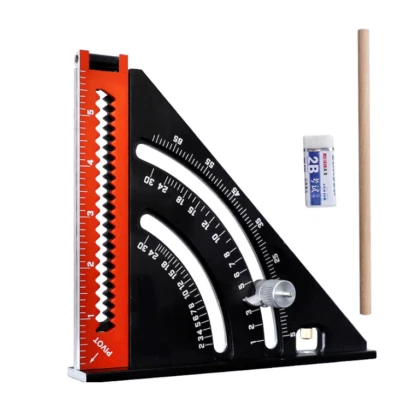 Regla cuadrada plegable aleación de aluminio marca de ángulo herramienta de medición para carpintería Foto 1 de 4
