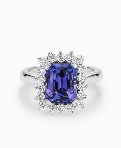 7,00 Karat zertifizierter natürlicher Tansanit Diamantring 14K massiv weißgold Ring - Bild 1 von 2