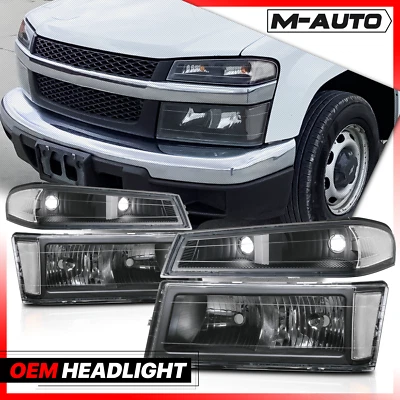 L+R Headlight Bumper Lamp for 2004-2012 Chevy/GMC Colorado/Canyon  Black/Clear - Image 1 of 4