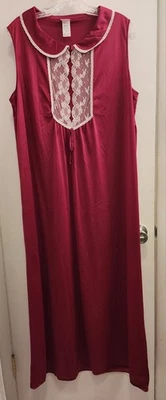 Camisón rojo vintage sedoso de nailon sin mangas Montgomery Ward encaje grande 18 largo Foto 1 de 4