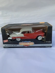 Ertl American Muscle 1955 Chevy Bel Air Hardtop Diecast Modellauto rot weiß - Bild 1 von 5