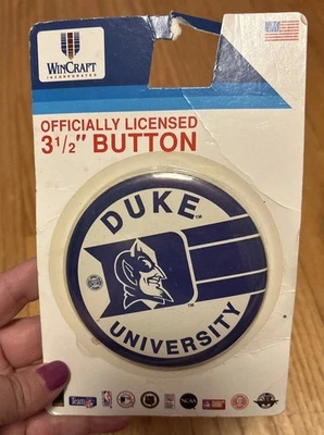 VTG 1980s Duke University Pin Blue Devils Sports Logo Button Badge 3.5" Gear NEW - Image 1 of 3