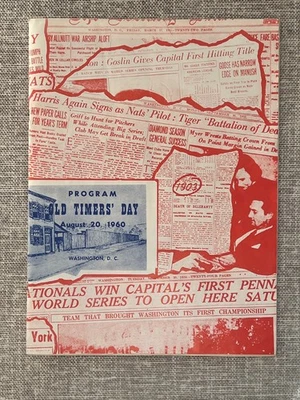 1960 Washington SENATORS Baseball OLD TIMERS DAY Progam v Yankees - Mantle Rare - Image 1 of 4