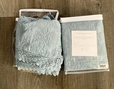 2 мягкие наволочки Savony Matelasse Arona синие королевские с отделкой - Изображение 1 из 4