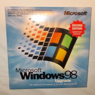 Microsoft Windows 98 CD-ROM segunda edición actualización - con clave de producto y estuche Foto 1 de 4