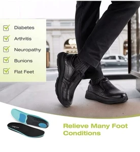 Orthocomfoot Leather Walking Shoes: Adjustable Fit Slip-On Loafers - Size 42 - Picture 1 of 10
