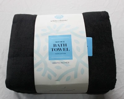 Sábanas de baño de lujo blancas clásicas de 2 piezas de la colección de hoteles JL3 negras talla 35"x70" Foto 1 de 4