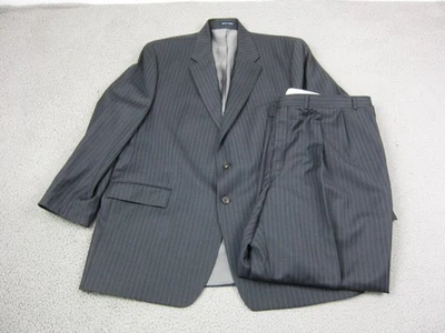 Traje Ralph Lauren Para Hombres 50 L Azul Rayas Lana Conjunto de 2 Piezas Años 90 Disco Mod Blazer Pantalones Foto 1 de 4