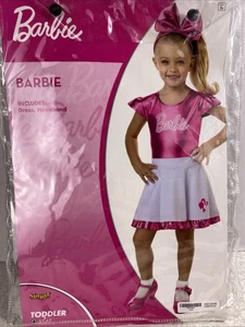 Spirit Toddler Girl 5/6 Barbie Pink Cheerleader Halloween Costume Dress,Headband - Picture 1 of 9