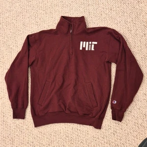 Champion MIT 1/4 Cuarteto Cremallera Cuello Simulado Sudadera Para Hombres Grande Roja Usada en Excelente Condición - Imagen 1 de 7