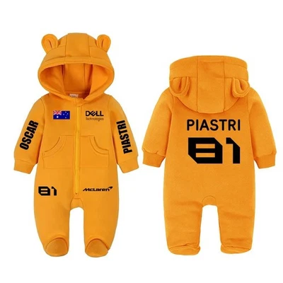 CLOTHES HUB F1 McLaren team Oscar Piastri cotton baby romper suit, F1 Birthday Gift suit