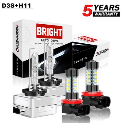 For Dodge Durango 2014-2017 HID Headlight Hi/Lo Beam Fog Light Bulbs Xenon White - Image 1 of 4