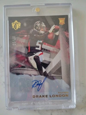 2022 Panini Chronicle Gridiron Kings Gold /10 Drake London Rookie Auto Autograph - Image 1 of 2