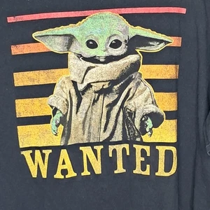 Star Wars The Mandalorian Baby Yoda Wanted Graphic T-Shirt 2XL Black - Picture 1 of 6