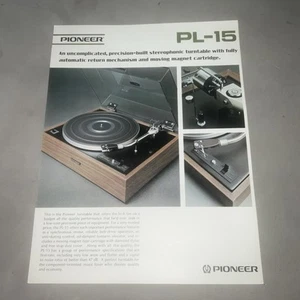Vintage Original Pioneer PL-15 STEREO RECORD PLAYER TURNTABLE Specs Brochure ad - Bild 1 von 2