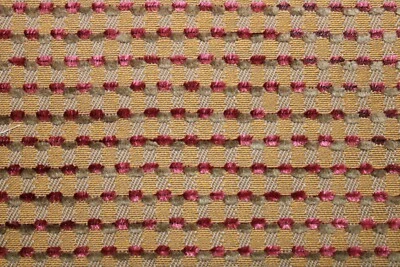 Fabric Remnant: Woven Raised Dot in in Wine & Gray on Medium Brown Back - Image 1 of 3