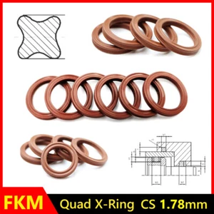 FKM Quad Ring X-Ring Dichtung Dichtring Schnurstärke 1.78mm Innen-Ø 2.9-133.07mm - Picture 1 of 10