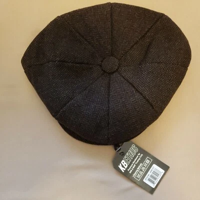 New Herringbone Ivy Hat Wool Stripe Gatsby Cap Flat Cabbie Newsboy Brown lg/xlg - Image 1 of 4