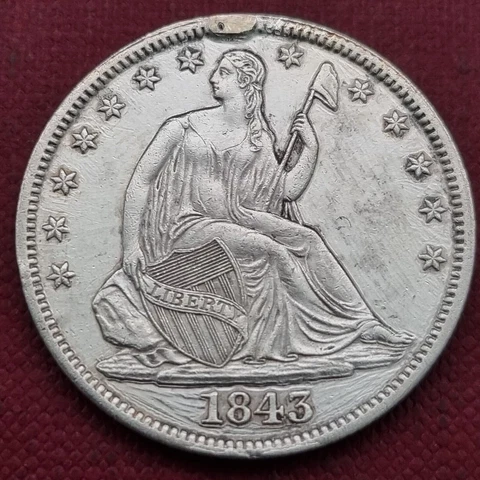 1843 Seated Liberty Half Dollar 50c High Grade UNC Details #33138 Cover