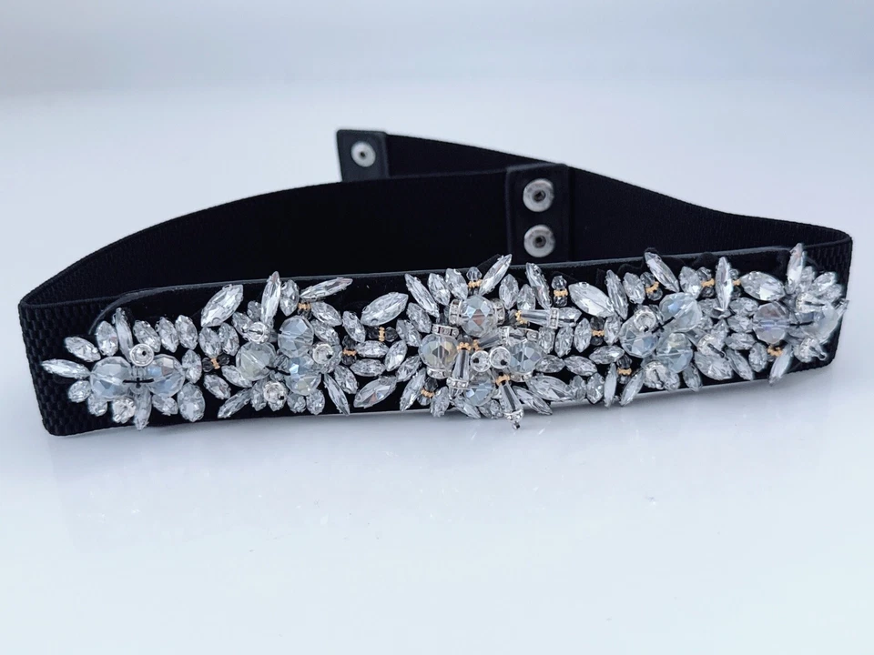 Women Bride Crystal bling Rhinestone Formal Wedding Dress Party Elastic Belt - image 1 of 4