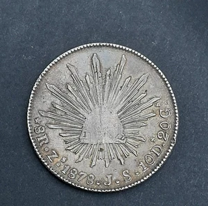 1878 Zs JS Mexico Libertad 8 Reales .903 Silver Coin Second Republic - Picture 1 of 13