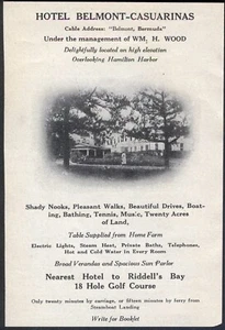 Vintage Reklame von 1922: HOTEL BELMONT-CASUARINAS, Hamilton, BERMUDA. Kostenloser Versand UK - Bild 1 von 1