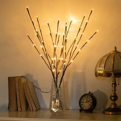 3pçs 30" galhos de galho marrom iluminados luz de caminho 60 lâmpadas LED branco quente para Ou - Imagem 1 de 4