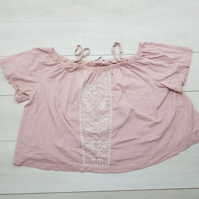 GEORGE Off Shoulder Blouse Size 18 Dusted Pink Stretch Embroidered Short Sleeve - Image 1 of 4